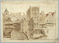 35760 Gezicht vanaf de oostzijde van de Oudegracht te Utrecht over de Bezembrug op de voorgevels van de huizen aan de ...